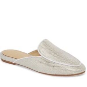 ETIENNE AIGNER Capri Silver Leather Loafer Mules